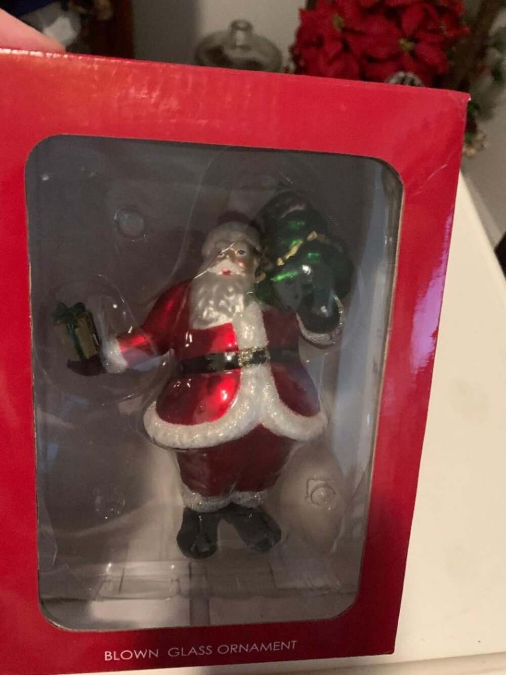 Home Accents Santa Holiday Blown Glass Ornament Belk Original Box